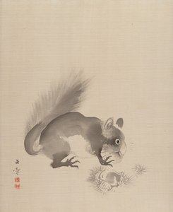 Wiewiórka jedząca kasztany, 1887-92. autorstwa Gyokusho Kawabata