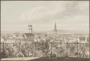 Widok z Rundetårn nad Kopenhagą do zamku Frederiksberg autorstwa H.G.F. Holm