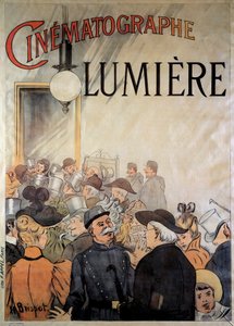 Plakat dla autora zdjęć braci Lumiere w wielkiej kawiarni w grudniu 1895 (ilustracja)