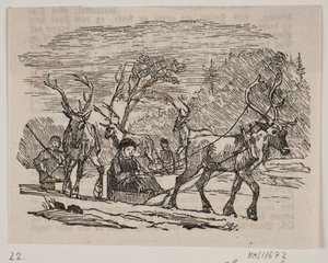 Kulig z reniferami autorstwa H. C. Henneberg