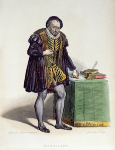 Michel Eyquem de Montaigne (1533-92) z "Le Plutarque Francais" E. Mennechet, 1835 (rycina kolorowa) autorstwa H. Dupont