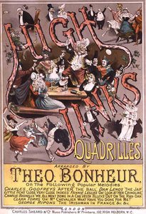 Przednia okładka nuty do „High Jinks Quadrilles” w aranżacji Theo Bonheur (kolor litho)