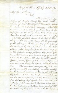 Apel członków Kompanii Kapitana Eppsteina z Boonville Home Guards, Capitol Prison, Jefferson City do generała majora Fremonta, 1 października 1861    gen. dyw. Fremont     Pan.     Niżej podpisani obywatele Cooper County Mo. i zmarły członek autorstwa H. L. Hoefer