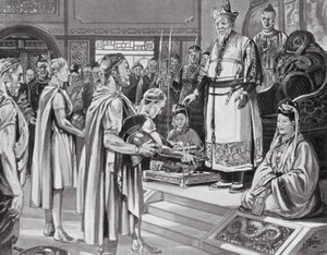 Chiński cesarz otrzymuje misję (litografia)