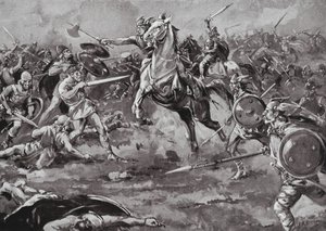 Pomoc Franków w pokonaniu Hunów (litografia)