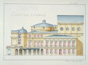 Elewacja boczna teatru, tablica VII z kartoteki projektów, ok.1870