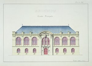 Fasada główna Biblioteki, tablica XII z kartoteki projektów, ok.1870
