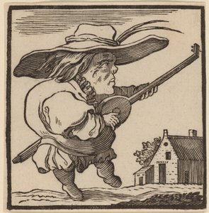 Garbus grający na lutni autorstwa H. Numan after Jacques Callot