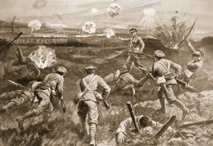Sierżant H. Wells prowadzący pluton w kierunku niemieckich zasieków po zabiciu swojego oficera
