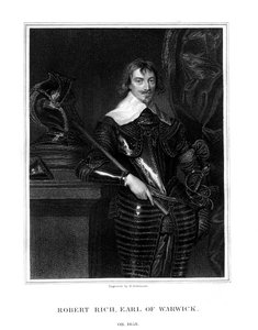 Robert Rich, 2. hrabia Warwick, angielski administrator kolonialny, 1827 autorstwa H. Robinson
