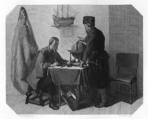 Willem Barents i Jacob van Heemskerk wytyczają trasę, 1596 c1870
