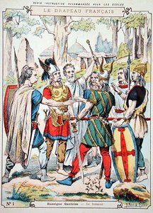 Galijscy wojownicy składający przysięgę, z rękawa ochronnego na podręczniki szkolne, koniec XIX w. (kolor lito) autorstwa H. and Louis R. Feist