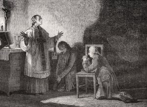 Ludwik XVI (1754-93) na modlitwie przed egzekucją