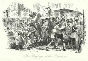 Zatrzymanie przy fontannie (rycina) autorstwa Hablot Knight (1815-92) (after) Browne