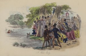 Ilustracja do Lewisa Arundela lub The Railroad of Life autorstwa Franka E Smedleya (kolorowa grawerunek)