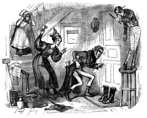 „The Old Curiosity Shop” Karola Dickensa autorstwa Hablot Knight Browne