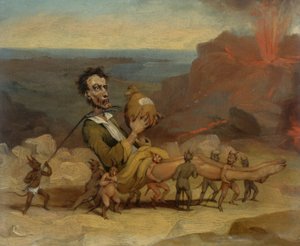 Karykatura Edwarda Bulwera Lyttona (1803-1873) autorstwa Hablot Knight Browne