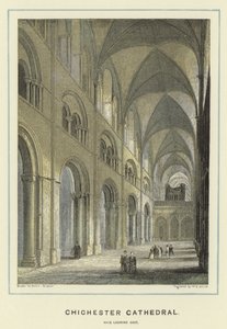 Katedra w Chichester, nawa główna od strony wschodniej autorstwa Hablot Knight Browne