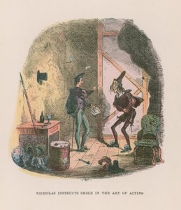 Ilustracja do Mikołaja Nickleby autorstwa Hablot Knight Browne