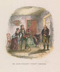Ilustracja do Mikołaja Nickleby autorstwa Hablot Knight Browne