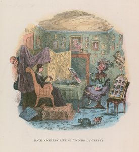 Ilustracja do Mikołaja Nickleby autorstwa Hablot Knight Browne