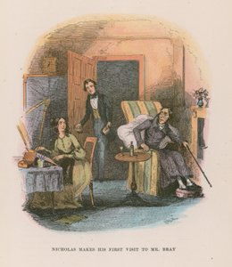 Ilustracja do Mikołaja Nickleby autorstwa Hablot Knight Browne