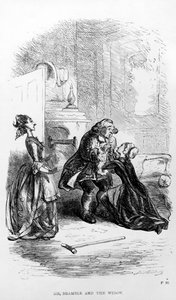 Pan Bramble i wdowa z „The Expedition of Humphry Clinker” Tobiasa Smolletta autorstwa Hablot Knight Browne