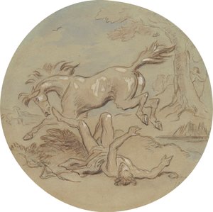 Jeden z osiemnastu projektów serii talerzy przedstawiających Wenus i Adonisa autorstwa Hablot Knight Browne