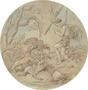Jeden z osiemnastu projektów serii talerzy przedstawiających Wenus i Adonisa autorstwa Hablot Knight Browne