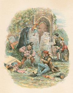 Scena ze „Starego sklepu z osobliwościami” Charlesa Dickensa, 1841 autorstwa Hablot Knight Browne