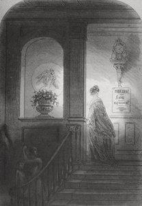 Cień, ilustracja z „Ponurego domu” Charlesa Dickensa (1812-70) opublikowana w 1853 r. autorstwa Hablot Knight Browne