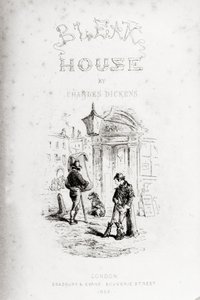 Strona tytułowa „Ponurego domu” Charlesa Dickensa (1812-70) wydanej w 1853 r. autorstwa Hablot Knight Browne