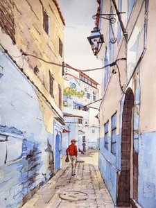 Gość, Chefchaouen, Maroko, ok. 2024 r. (akwarela i tusz)