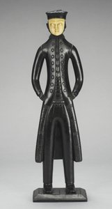 Sea Captain Figure, Wyspy Królowej Charlotte, Kolumbia Brytyjska, ok. 1840 (argillit i kość słoniowa) autorstwa Haida