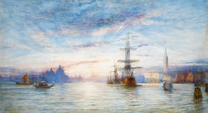 Zachód słońca nad Laguną Wenecką (wc na papierze) autorstwa Hale Sanders
