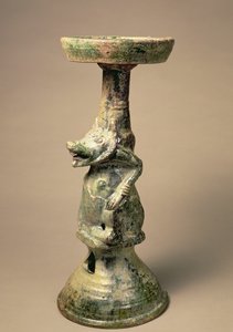 Wczesnochińska lampa ceramiczna, artefakt grobowy, dynastia Han, 25-220 ne (ceramika)