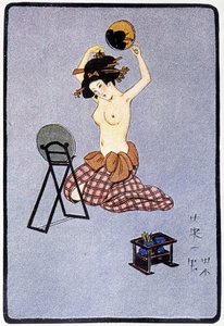 Młoda Japonka zdjęła fryzurę - w „Japońskiej lalce” Féliciena Champsaura, chor. Hanafusa Itcho, Paryż