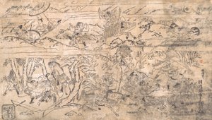 Scena bitewna, koniec XVII-początek XVIII wieku. autorstwa Hanekawa Chincho
