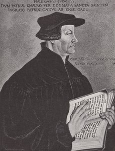 Huldrych Zwingli, przywódca reformacji w Szwajcarii (rycina) autorstwa Hans (after) Asper