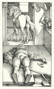 Zaczarowany Pan Młody (grawerunek) autorstwa Hans (after) Baldung Grien