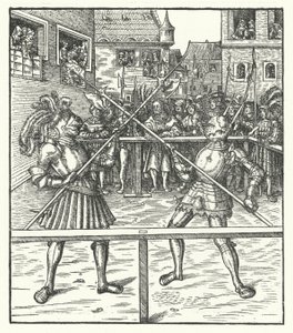 Arcyksiążę Maksymilian Austriacki walczący pieszo z halabardą (rycina) autorstwa Hans (after) Burgkmair
