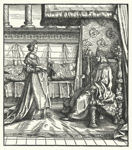 Karol Śmiały, książę Burgundii, z córką Marią, która później poślubiła przyszłego cesarza rzymskiego Maksymiliana I w 1477 (rycina) autorstwa Hans (after) Burgkmair