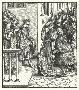 Małgorzata Austriacka, córka arcyksięcia Maksymiliana austriackiego, oddana pod opiekę króla Francji Ludwika XI autorstwa Hans (after) Burgkmair