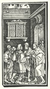 Drzeworyt z De Remediis Giantum Fortunae (Środki zaradcze na szczęście i wstręt) Petrarki (rycina) autorstwa Hans (after) Burgkmair