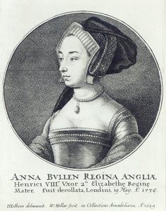 Anna Boleyn, rytowana przez Wenceslausa Hollara autorstwa Hans (after) Holbein the Younger