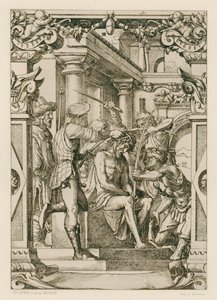 Jezus Chrystus ukoronowany cierniem (rycina) autorstwa Hans (after) Holbein the Younger