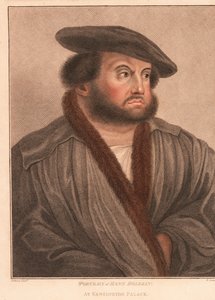 Autoportret artysty Hansa Holbeina w Pałacu Kensington. ,1812 (grawerowanie) autorstwa Hans (after) Holbein the Younger