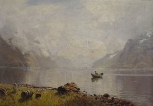 Z Sognefjorden (olej na płótnie) autorstwa Hans Andreas Dahl
