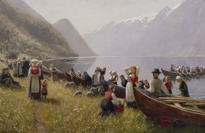 Idąc do kościoła w Hardanger (olej na płótnie)