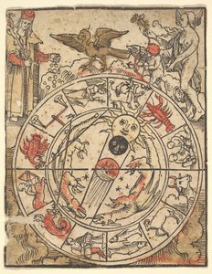 Wykres znaków zodiaku z Wenus, Kupidynem i biskupem św.